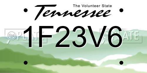 1F23V6 Tennessee License Plate