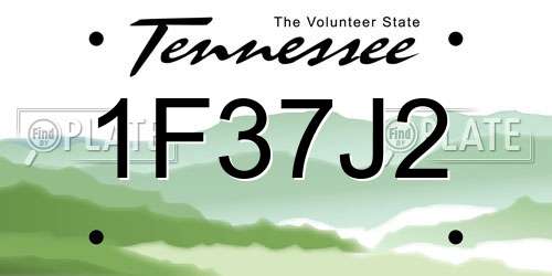 1F37J2 Tennessee License Plate