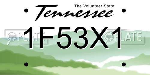 1F53X1 Tennessee License Plate