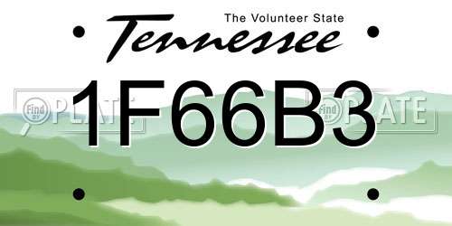1F66B3 Tennessee License Plate