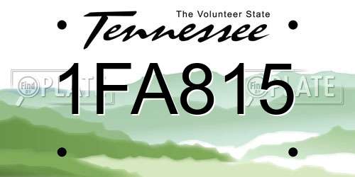 1FA815 Tennessee License Plate
