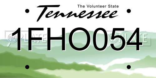 1FHO054 Tennessee License Plate