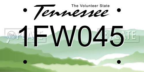1FW045 Tennessee License Plate