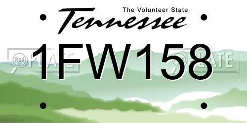 1FW158 Tennessee License Plate