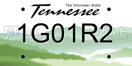 1G01R2 Tennessee License Plate