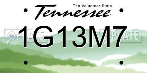 1G13M7 Tennessee License Plate