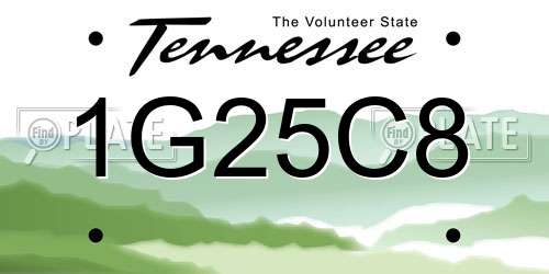1G25C8 Tennessee License Plate