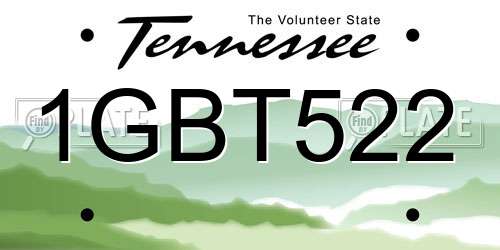 1GBT522 Tennessee License Plate