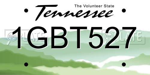 1GBT527 Tennessee License Plate