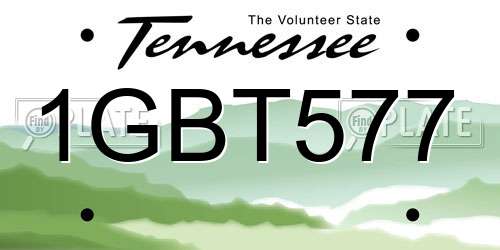 1GBT577 Tennessee License Plate