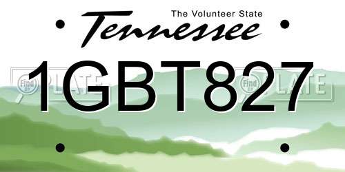 1GBT827 Tennessee License Plate