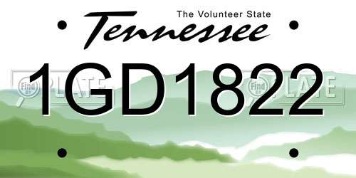 1GD1822 Tennessee License Plate
