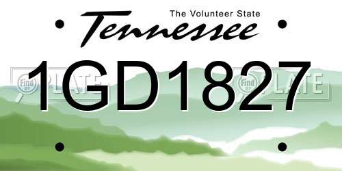 1GD1827 Tennessee License Plate