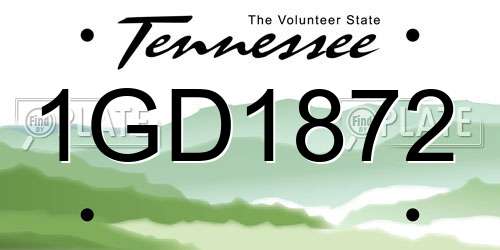 1GD1872 Tennessee License Plate