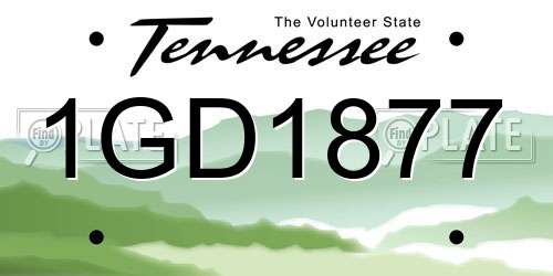 1GD1877 Tennessee License Plate