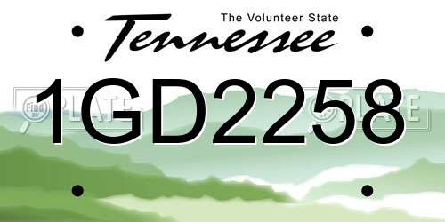1GD2258 Tennessee License Plate