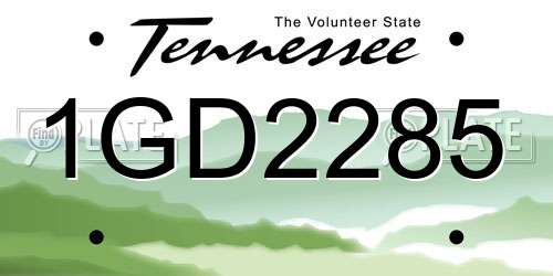 1GD2285 Tennessee License Plate