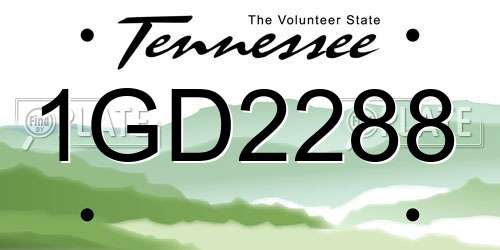 1GD2288 Tennessee License Plate