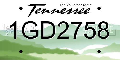 1GD2758 Tennessee License Plate
