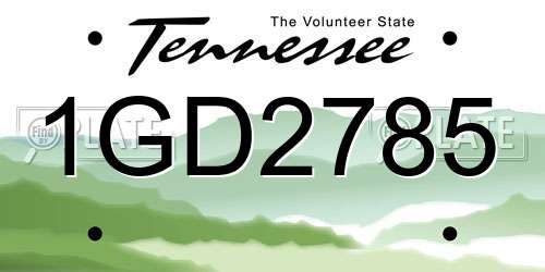 1GD2785 Tennessee License Plate