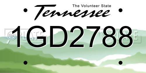 1GD2788 Tennessee License Plate