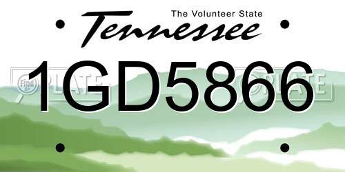 1GD5866 Tennessee License Plate