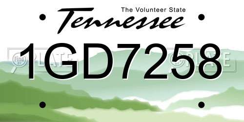 1GD7258 Tennessee License Plate