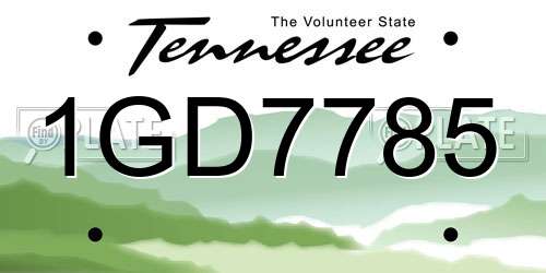 1GD7785 Tennessee License Plate