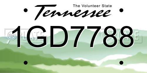 1GD7788 Tennessee License Plate
