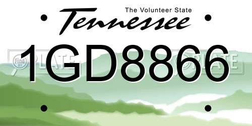 1GD8866 Tennessee License Plate