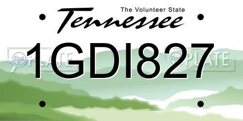 1GDI827 Tennessee License Plate