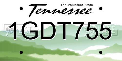 1GDT755 Tennessee License Plate