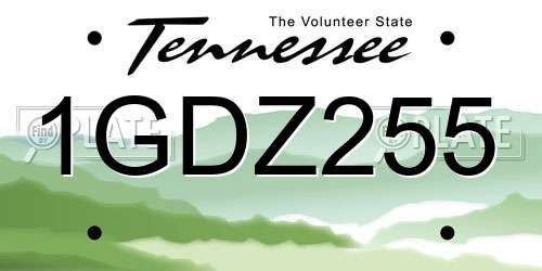 1GDZ255 Tennessee License Plate