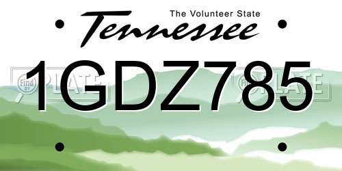 1GDZ785 Tennessee License Plate