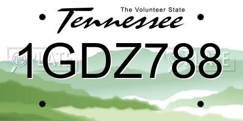 1GDZ788 Tennessee License Plate