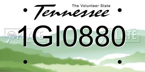 1GI0880 Tennessee License Plate