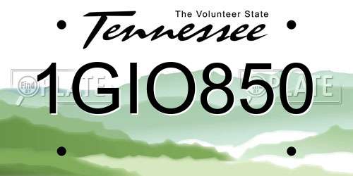 1GIO850 Tennessee License Plate