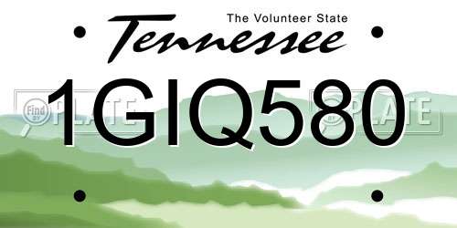 1GIQ580 Tennessee License Plate