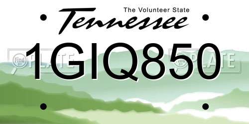 1GIQ850 Tennessee License Plate