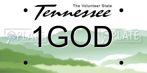 1GOD Tennessee License Plate