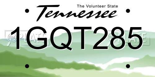 1GQT285 Tennessee License Plate