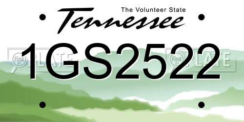 1GS2522 Tennessee License Plate