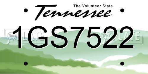 1GS7522 Tennessee License Plate