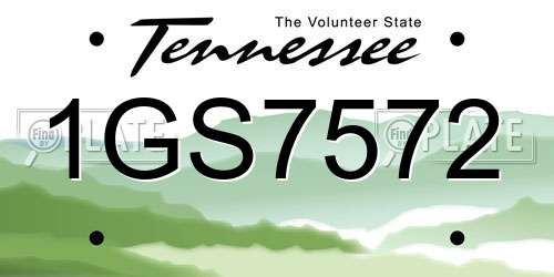 1GS7572 Tennessee License Plate