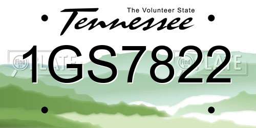 1GS7822 Tennessee License Plate