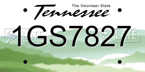 1GS7827 Tennessee License Plate