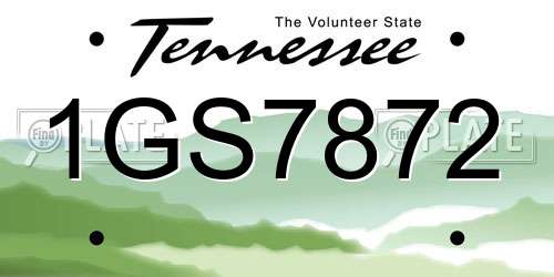 1GS7872 Tennessee License Plate