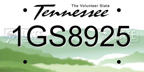 1GS8925 Tennessee License Plate