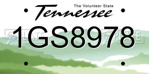 1GS8978 Tennessee License Plate