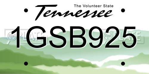 1GSB925 Tennessee License Plate